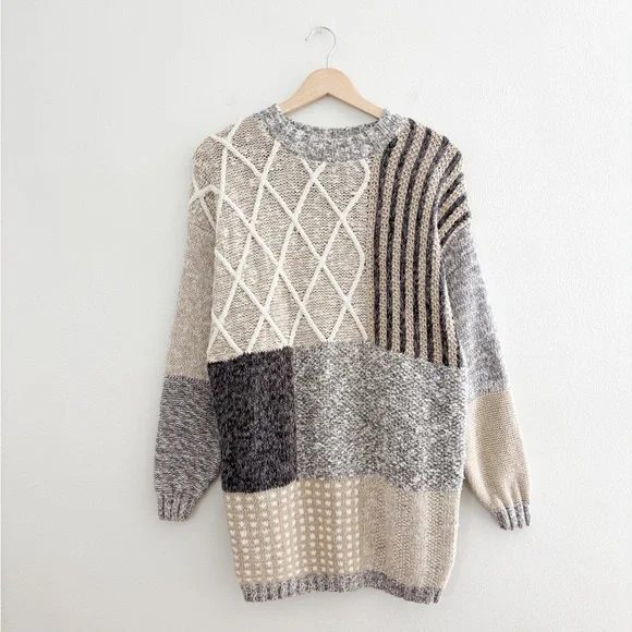 Vintage Patchwork Knit Sweater - Picture 1 of 4